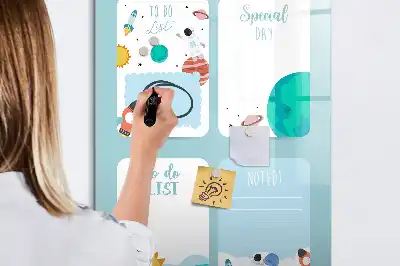 Pizarra magnética decorativa con rotulador planificador galáctico