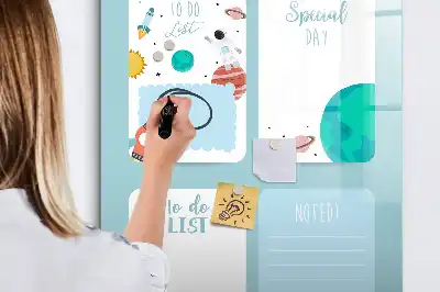 Pizarra magnética decorativa con rotulador planificador galáctico
