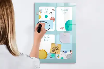 Pizarra magnética decorativa con rotulador planificador galáctico