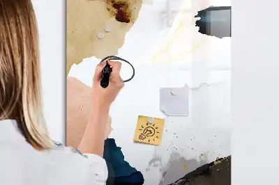 Pizarra magnética decorativa diseño con abstracción en acuarela y rotulador incluido