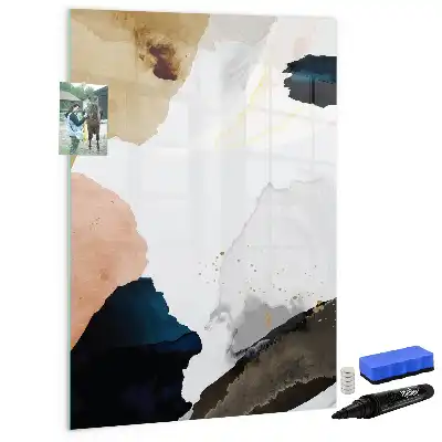 Pizarra magnética decorativa diseño con abstracción en acuarela y rotulador incluido