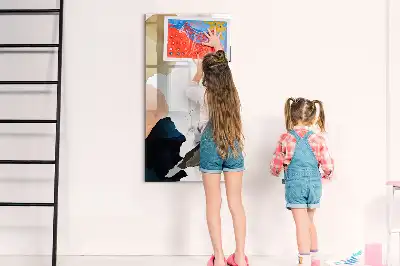 Pizarra magnética decorativa diseño con abstracción en acuarela y rotulador incluido