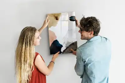 Pizarra magnética decorativa diseño con abstracción en acuarela y rotulador incluido