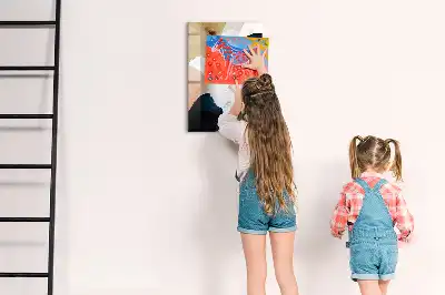 Pizarra magnética decorativa diseño con abstracción en acuarela y rotulador incluido