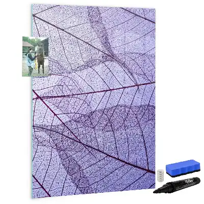Pizarra magnética de cristal borrable con diseño de textura de hoja