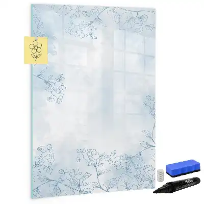 Pizarra magnética de cristal borrable con diseño de boceto de flor