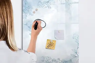 Pizarra magnética de cristal borrable con diseño de boceto de flor