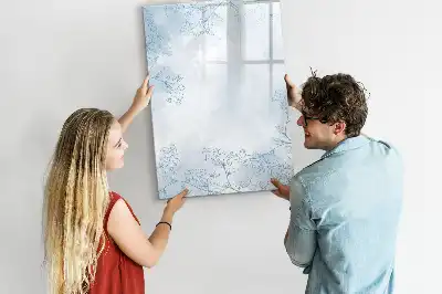 Pizarra magnética de cristal borrable con diseño de boceto de flor