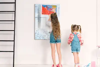 Pizarra magnética de cristal borrable con diseño de boceto de flor