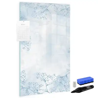 Pizarra magnética de cristal borrable con diseño de boceto de flor