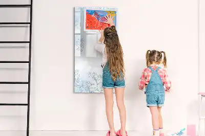 Pizarra magnética de cristal borrable con diseño de boceto de flor