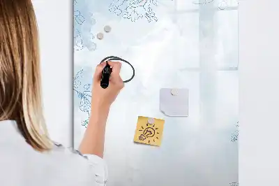 Pizarra magnética de cristal borrable con diseño de boceto de flor