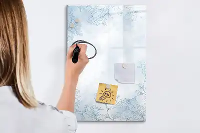 Pizarra magnética de cristal borrable con diseño de boceto de flor