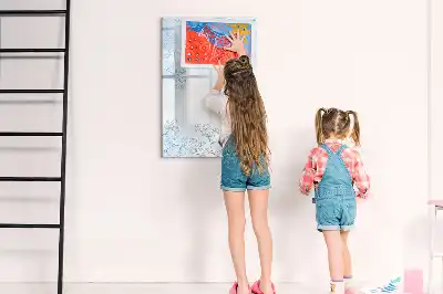 Pizarra magnética de cristal borrable con diseño de boceto de flor