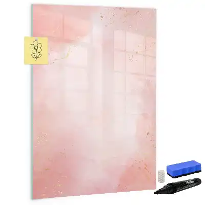 Pizarra magnética borrable de cristal en color mármol rosa