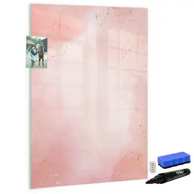 Pizarra magnética borrable de cristal en color mármol rosa