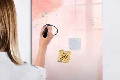 Pizarra magnética borrable de cristal en color mármol rosa
