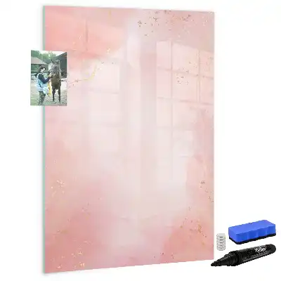 Pizarra magnética borrable de cristal en color mármol rosa