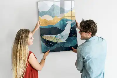 Pizarra magnética decorativa con rotulador diseño ballena de mármol