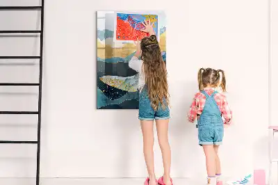 Pizarra magnética decorativa con rotulador diseño ballena de mármol