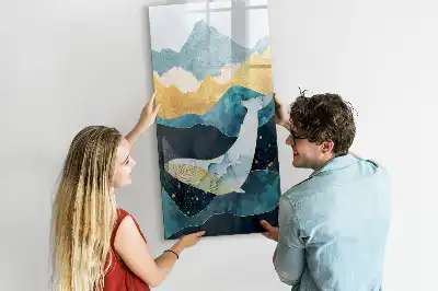 Pizarra magnética decorativa con rotulador diseño ballena de mármol