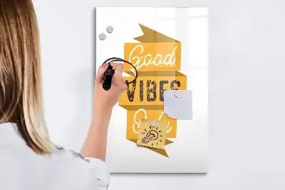 Pizarra magnética decorativa con rotulador diseño solo buenas vibras