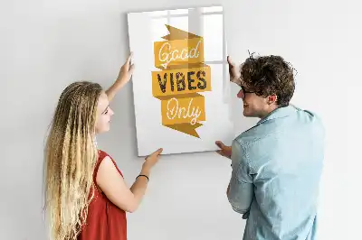 Pizarra magnética decorativa con rotulador diseño solo buenas vibras