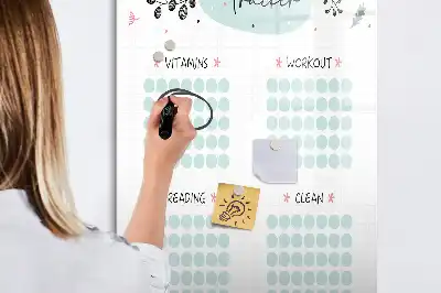 Pizarra magnética de cristal borrable rastreador de hábitos