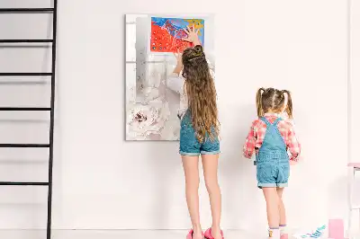 Pizarra magnética borrable de cristal con diseño de peonías