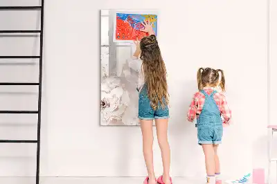 Pizarra magnética borrable de cristal con diseño de peonías