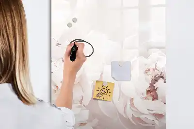 Pizarra magnética borrable de cristal con diseño de peonías