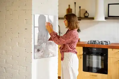 Pizarra magnética borrable de cristal con diseño de peonías