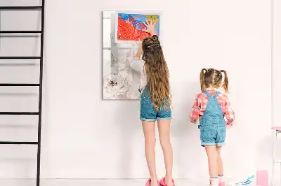 Pizarra magnética borrable de cristal con diseño de peonías