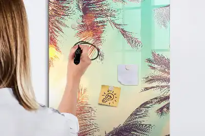 Pizarra magnética decorativa con rotulador diseño de palmera tropical