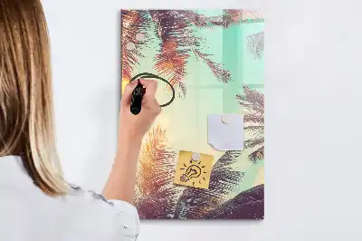 Pizarra magnética decorativa con rotulador diseño de palmera tropical