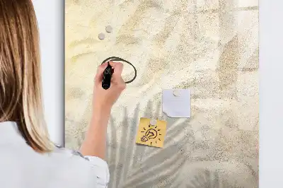 Pizarra magnética borrable de cristal con diseño de arena en la playa en verano