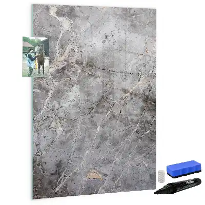 Pizarra magnética decorativa con rotulador mármol oscuro