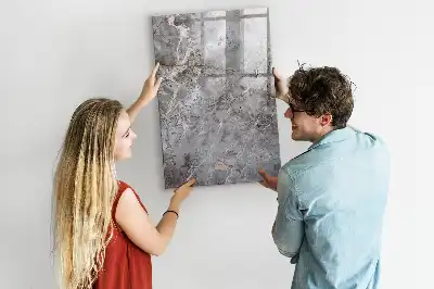 Pizarra magnética decorativa con rotulador mármol oscuro