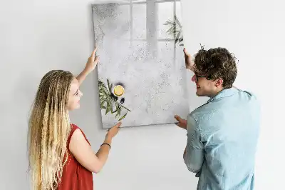 Pizarra magnética decorativa diseño hormigón y olivas con rotulador