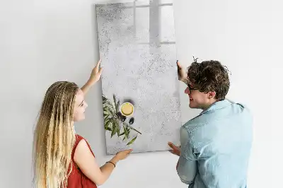 Pizarra magnética decorativa diseño hormigón y olivas con rotulador