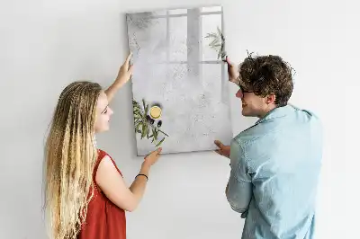 Pizarra magnética decorativa diseño hormigón y olivas con rotulador