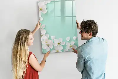 Pizarra magnética de cristal borrable con diseño de flores abiertas