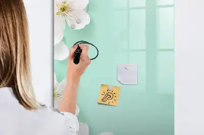 Pizarra magnética de cristal borrable con diseño de flores abiertas