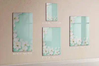 Pizarra magnética de cristal borrable con diseño de flores abiertas
