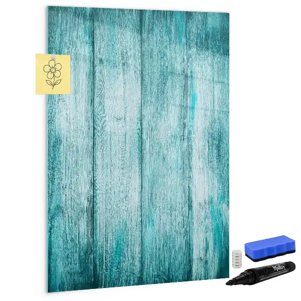 Pizarra magnética de cristal borrable en color madera azul