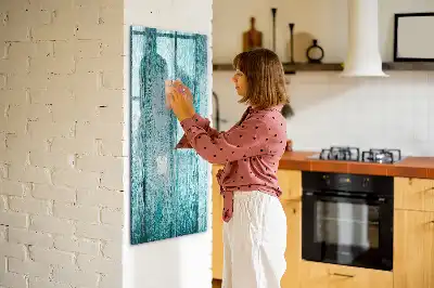 Pizarra magnética de cristal borrable en color madera azul