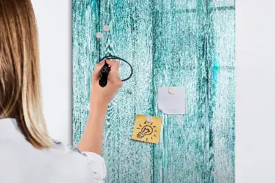 Pizarra magnética de cristal borrable en color madera azul