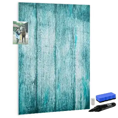 Pizarra magnética de cristal borrable en color madera azul