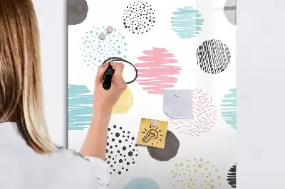 Pizarra magnética decorativa con rotulador diseño de círculos coloridos
