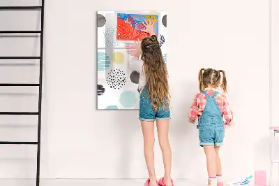 Pizarra magnética decorativa con rotulador diseño de círculos coloridos